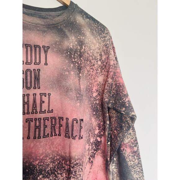 Pink Tie Dye Halloween Sweatshirt Sz L Freddy Jason Micheal Leather Face - Picture 2 of 8